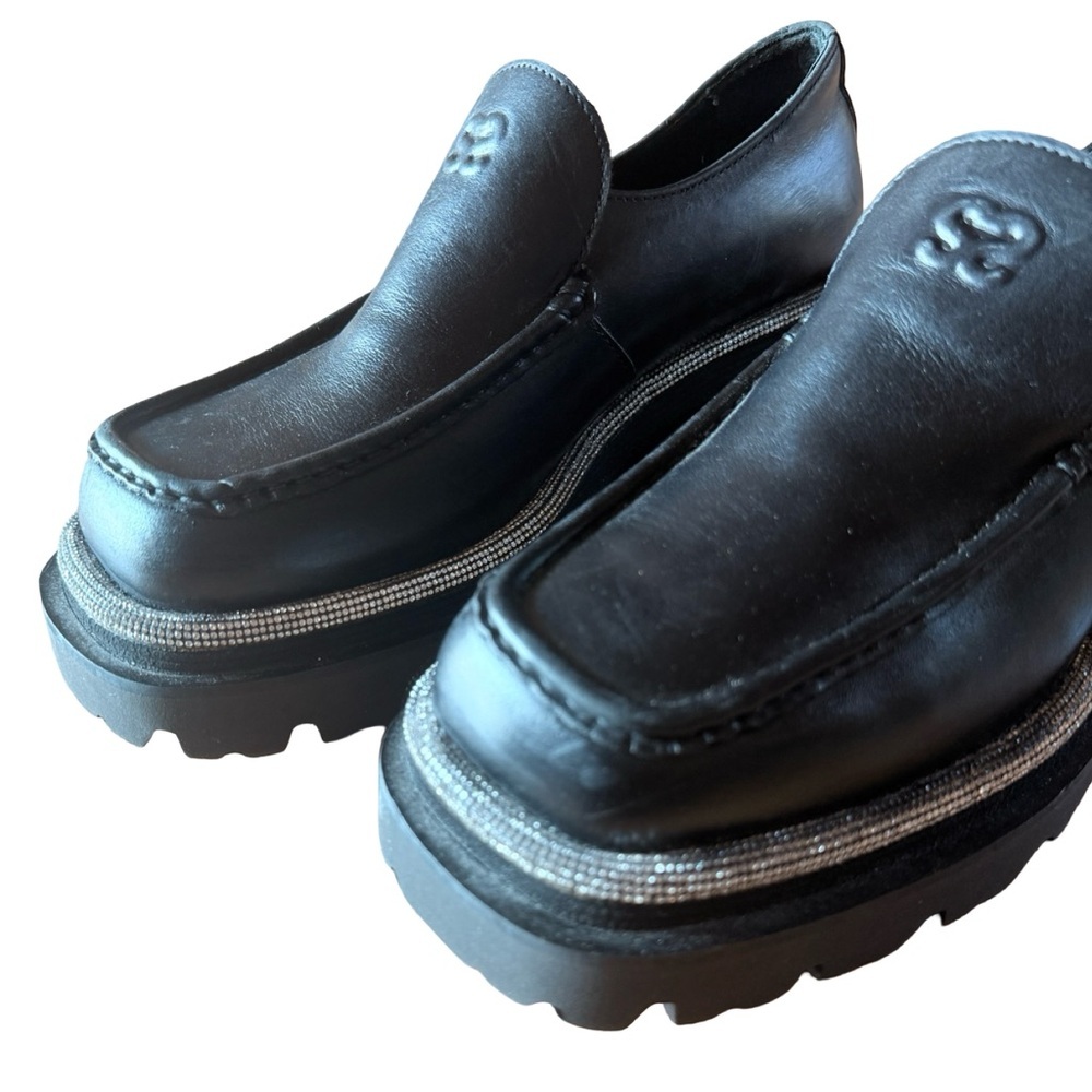 Sandro Women's Embellised Black Loafers with thick notched sole - Picture 9 of 10